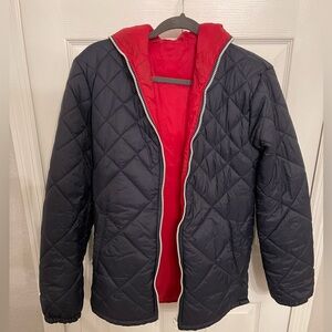 Pull&Bear Navy and Red Hooded Quilted Jacket